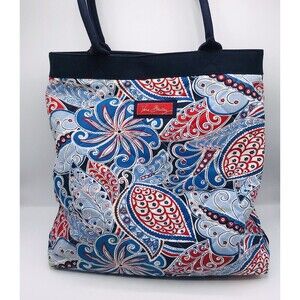 Vera Bradley X Large Tote Seaside Beach Canvas Bag Nautical Patirotic 18x15x5”